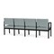 Lesro Lenox Steel 4 Seater with Center Arms, Ash (Blue) Seat, Ash Back, 85.5 W 24.5 L 32 H LS4103 - alternate 3